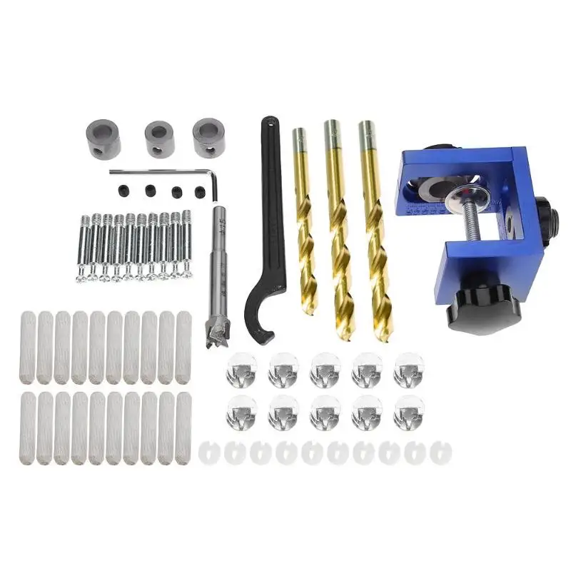 

Mini Pocket Hole Jig Kit Wood Working Step Drill Bit Punching Hand Tool Set