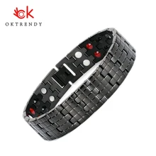 Oktrendy Energy Magnetic Bracelet Men Black Chain Germanium Bracelet Male Hologram Stainless Steel Bracelet Bangle for Women Men Oktrendy Energy Magnetic Bracelet Men Black Chain Germanium Bracelet Male Hologram Stainless Steel Bracelet Bangle for Women Men