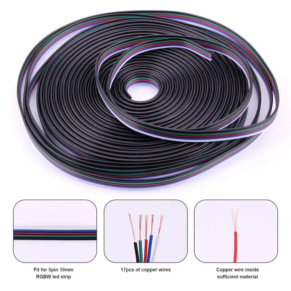 1 м/5 м/10 м/20 м светодиодный шнур разъем 22AWG 2 контакта 3 4 5 контактов 6 для