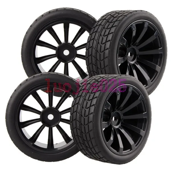 4PCS RC 110 On Road Model Car Rubber Foam Tires Tyres & Wheel Rim 601