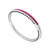 Браслеты, сияющее сердце, серебряные браслеты с сияющей эмалью орхидеи и прозрачным CZ стерлингового серебра 925 пробы-ювелирные изделия для женщин DIY