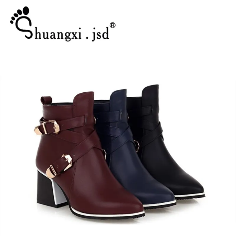 

Shuangxi.jsd Botines Mujer 2019 Winter High Heel Boot Sexy Women Ankle Boots Plus Size 42 43 Fashion Woman Shoes Bota Feminina