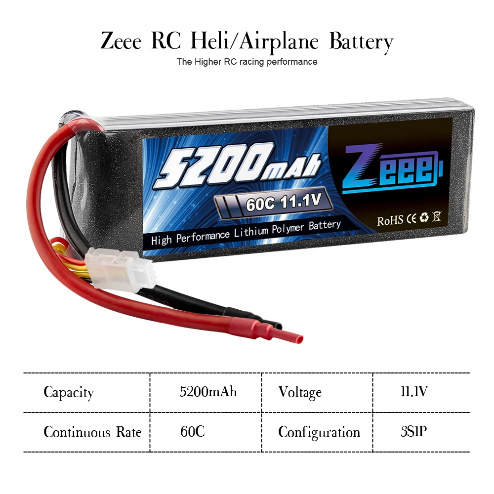 Zeee 11,1 V RC Lipo аккумулятор 5200mAh 3S перезаряжаемый RC аккумулятор FPV 60C с штекером Deans XT60 для RC автомобиля грузовика вертолета квадрокоптера