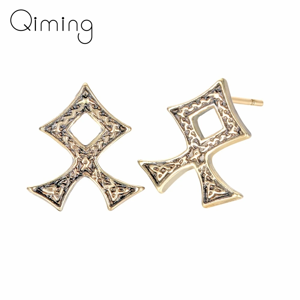 

Scandinavian Amulet Pendant Stud Earrings Simple Vintage Style Knot Odin Rune Norse Pagan Women Men Earring Russian Gift