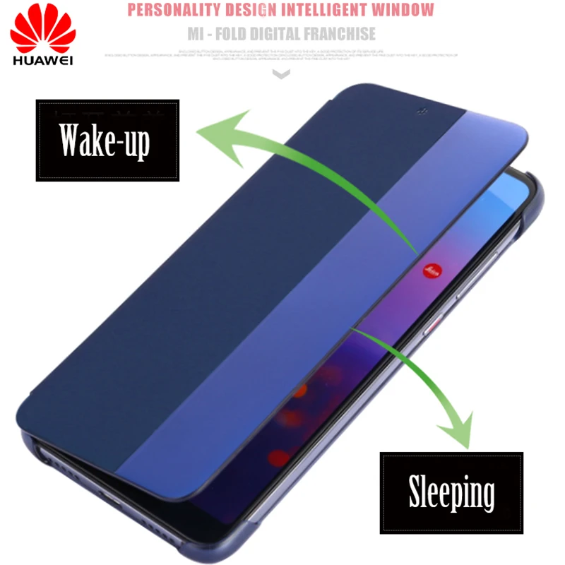 Huawei P20 pro case clear view Smart touch view flip cover 100% original official Huawei P30 Pro leather flip phone case funda