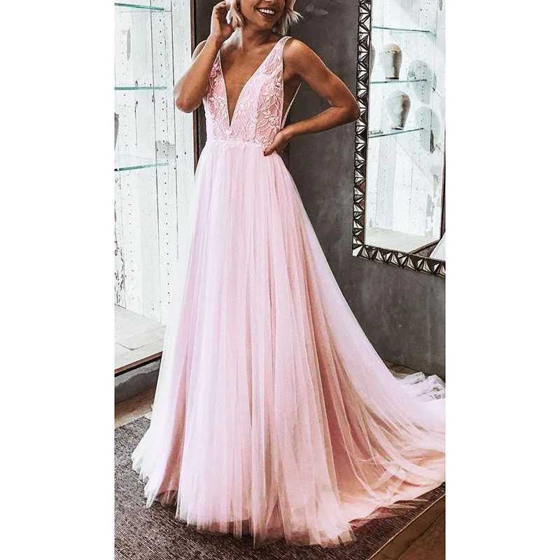 

Women's Sexy Deep V-Neck Dress Sleeveless Sling Wedding Bridesmaid Long Summer Solid Color Solid Dress Elegant Ladies Vestido