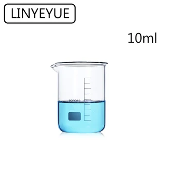 

LINYEYUE 10mL Glass Beaker Borosilicate Glass Measuring Cup high temperature resistance Laboratory Chemistry Equipment