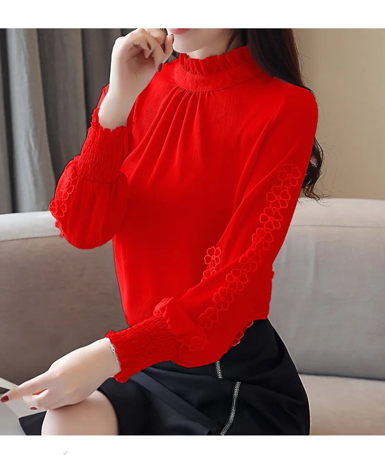 Femininas Blusas 2019 женская шифоновая блузка весна осень модная сексуальная прозрачная рубашка Топы жемчужные длинный рукав с бисером рубашки