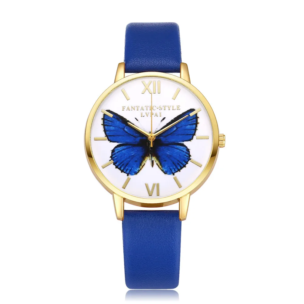 

LVPAI Hot Selling Luxury Fashion Women Watch Butterfly Style PU Leather Band Analog Quartz Wrist Watch &Whloesale 533
