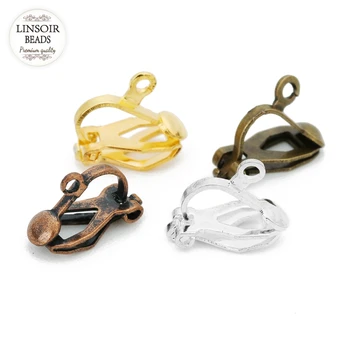 

LINSOIR 50pcs/lot Vintage Earring Settings Posts Blank Earrings Cuff Clip Bezel Tray For DIY Earrings Making Jewerly Finding