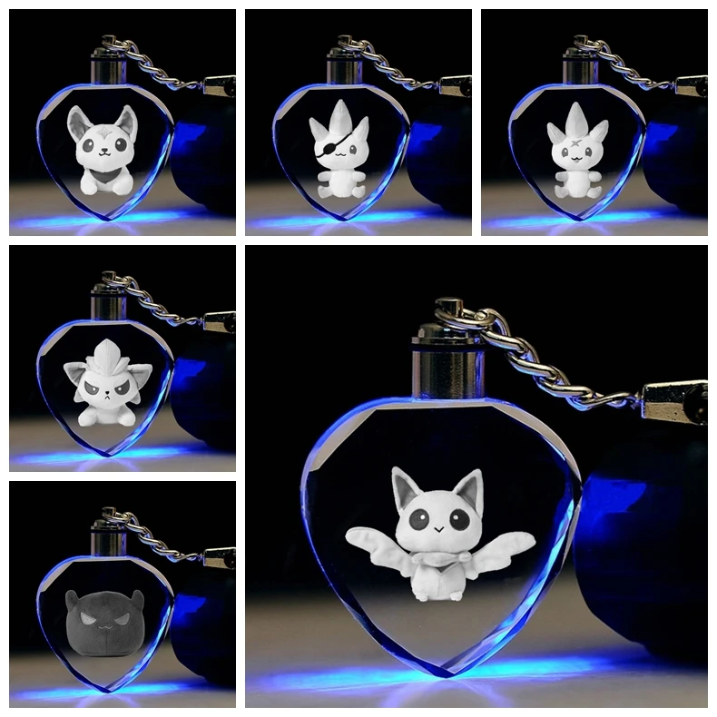 

IVYYE LOL Pet shaped Anime Action Figures LED Cartoon Light Crystal Figure Ornaments Key Collection Toy Chain Gifts