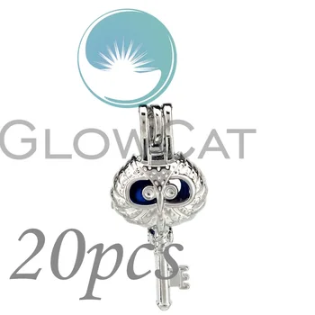 

20x KK795 Silver Owl Face Key Beads Cage Jewelry Making Aromatherapy Oyster Pearl Cage Locket Pendant