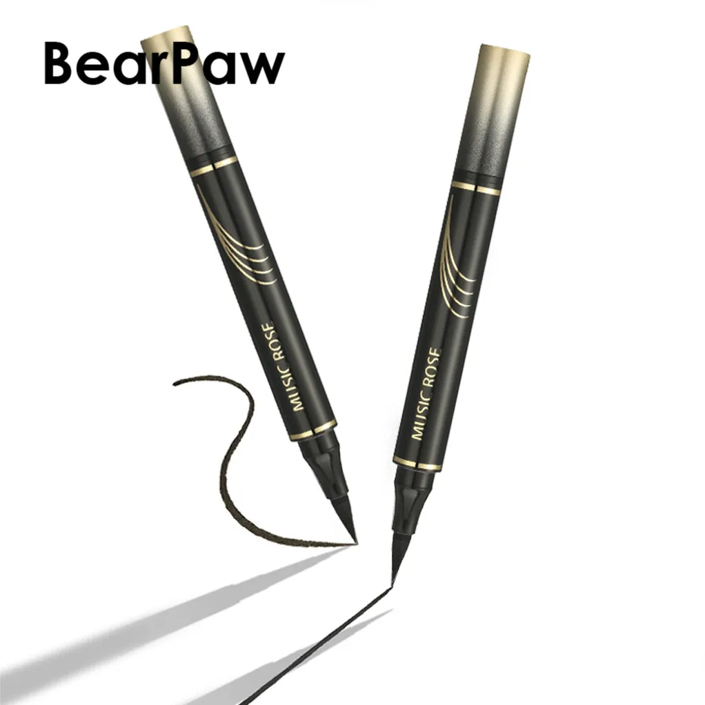 Женская подводка для глаз BearPaw водостойкая двойная Черная Подводка стойкая