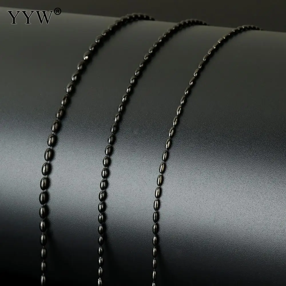 

20m/Spool Chains Necklace For Pendant Men/Women Jewelry Black Color Stainless Steel Curb Chain With Plastic Spool Chains Making