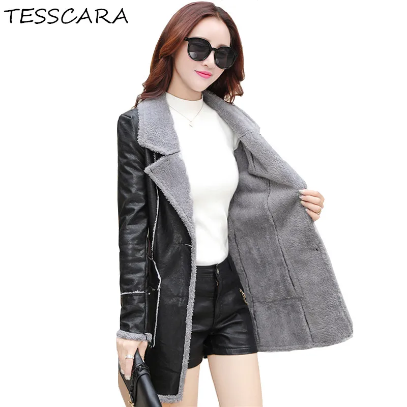 Women Winter & Autumn Warm Faux Leather Coat Jacket Female