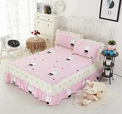 twin full queen size cotton Bed Skirt Bedspreads Mattress Protective Cover Anti slip Bed Skirt Fitted bed and bedspread - Цвет: 124