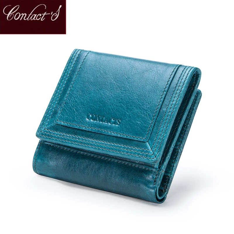 

Contact's Brand Designer Women Wallets Genuine Leather Coin Purse Wallet Short Carteras Quality Card Holder Money Bag for Girls