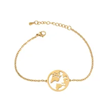

Souvenir Chain Link World Map Bracelets & Bangles Jewelry Globe Bracelet Charm Travel Jewellery Gift Wanderlust Earth Bracelet