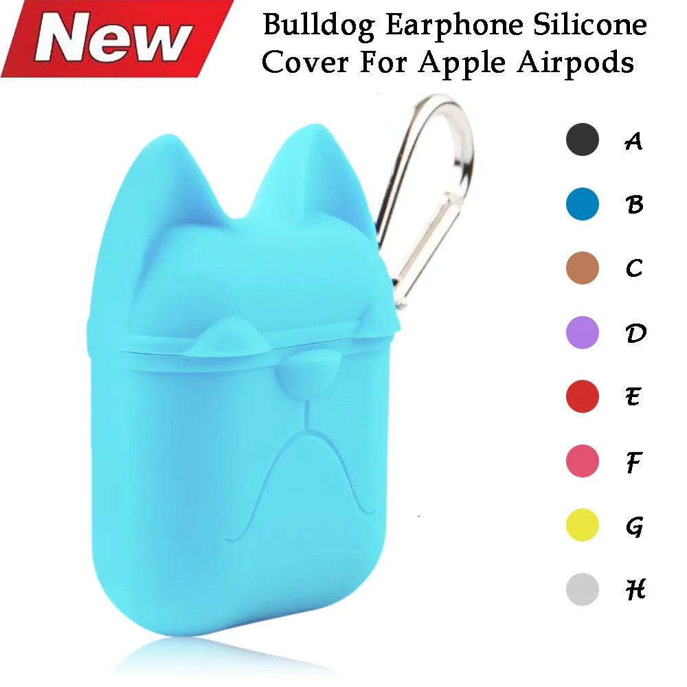 

2019 Newest best selling fashion Protecter Case Slim Colorful Frame Cartoon Bulldog Cover Pouch For Apple Airpods