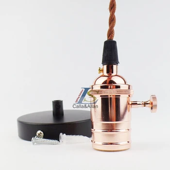 

knob switch lamp holder DIY Pendant Light fixture E26 Lamp holder for 110V 220V Edison bulb Vintage decor hanging Lamp for home