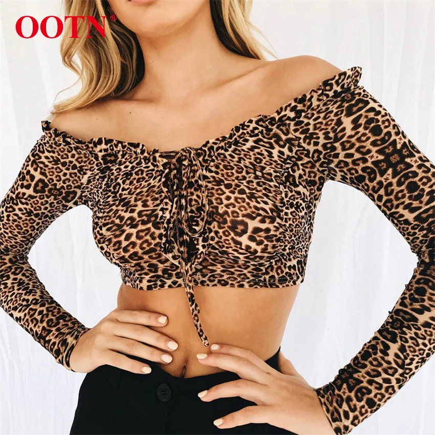OOTN Leopard Print Crop Top Blouse 