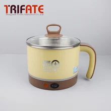 Коричневый 1.5L многофункциональная электрическая чашка с электроподогревом мгновенный горшок для лапши небольшой горшок с цветным покрытием сталь