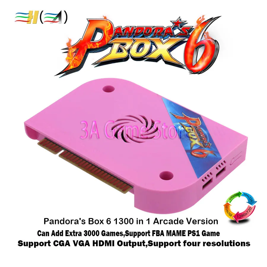 Ящик Пандоры 6 1300 модульная доска JAMMA аркадная игра для игровых автоматов Поддержка CRT CGA HDMI можете скачать FBA MAME PS1 игра 3D консоли