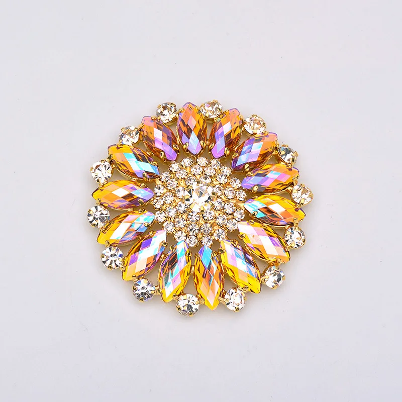 52mm Yellow AB JUNAO 42*72 мм шитье красочные AB стекло стразы цветок пришить Кристалл камень Flatback золото алмазный страз для одежды ремесла - Цвет: 52mm Yellow AB