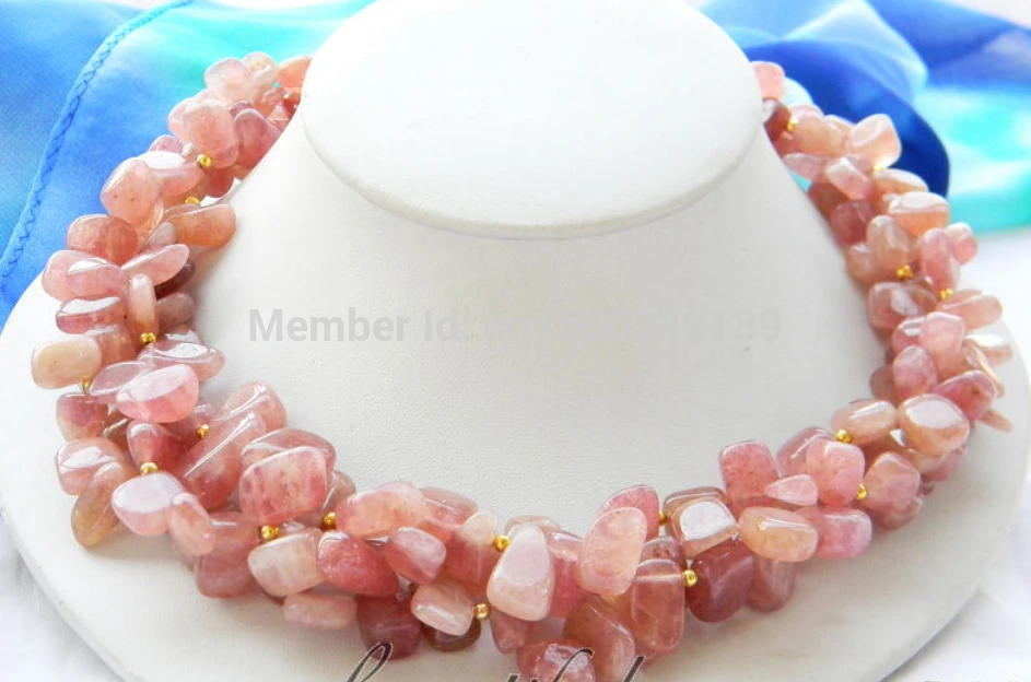 

xd j00452 Stunning 3row 18" 13mm irregularly Petal red crystal Natural necklace