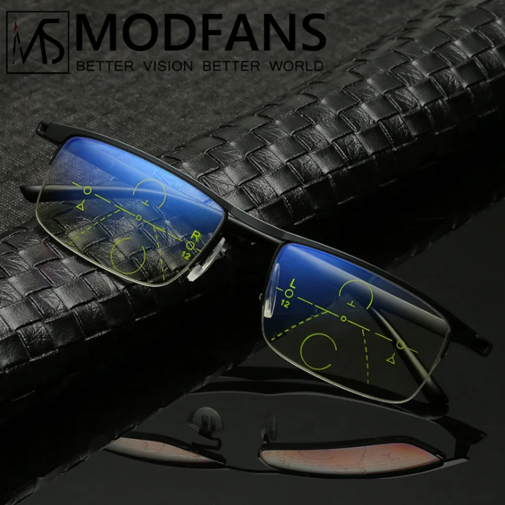 

Multifocal blue light blocking reading glasses progressive glasses men women titanium alloy frame transition optical eyeglasses