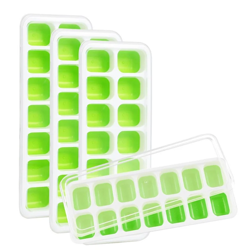 

Easy-Release Silicone and Flexible 14-Ice Trays with Spill-Resistant Removable Lid Ice Cube Trays 1 Piece