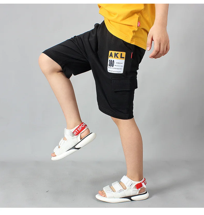 От 4 до 13 лет, летние штаны для мальчиков, Детские укороченные штаны, хлопковые детские Капри для отдыха, KF564