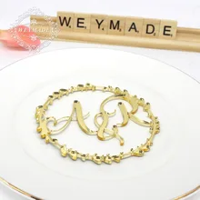 На заказ Свадебная монограмма лазерная резка, для свадьбы логотип лазерная резка инициалы свадебное место карты лавровый венок свадебный стол Знаки Декор