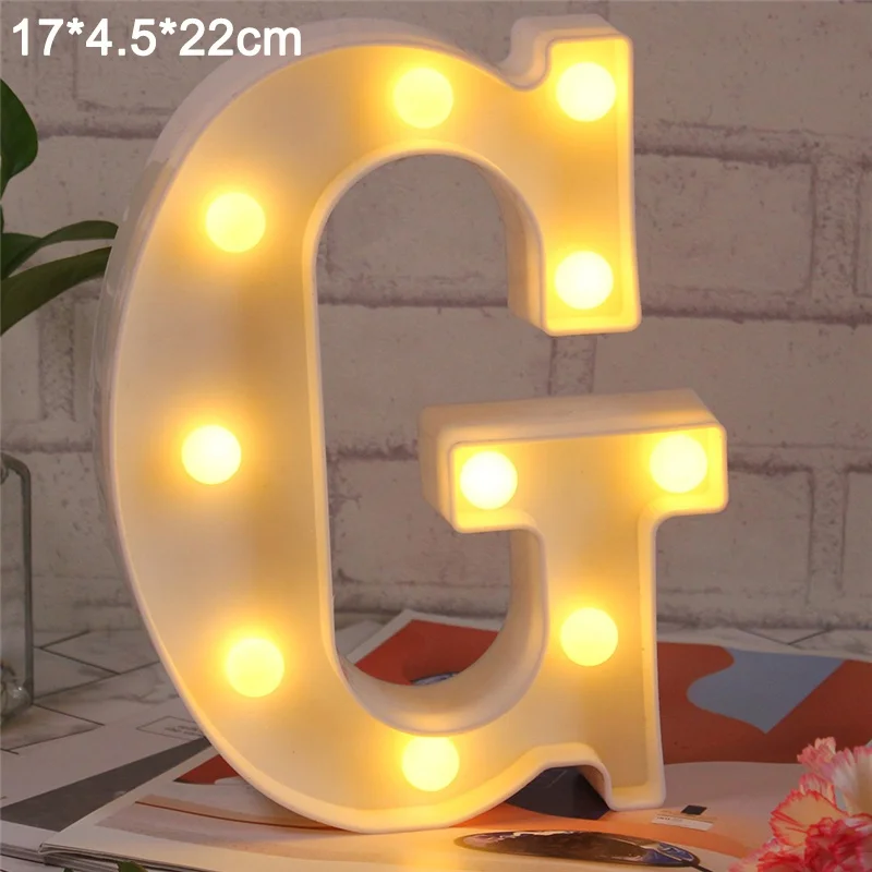 26 Английский алфавит с цифрами, светящийся светодиодный светильник с буквами, Креативный светодиодный ночник с батареей, Романтическая Свадебная вечеринка, Декор для дома - Цвет: G