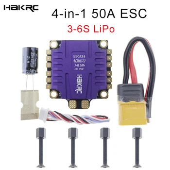 

Hakrc 50A BLHeli-S 4-in-1 ESC Electric Speed Controller 3-6s LiPo Support Dshot 150/300/600/1200 for FPV Racing Drone Multirotor