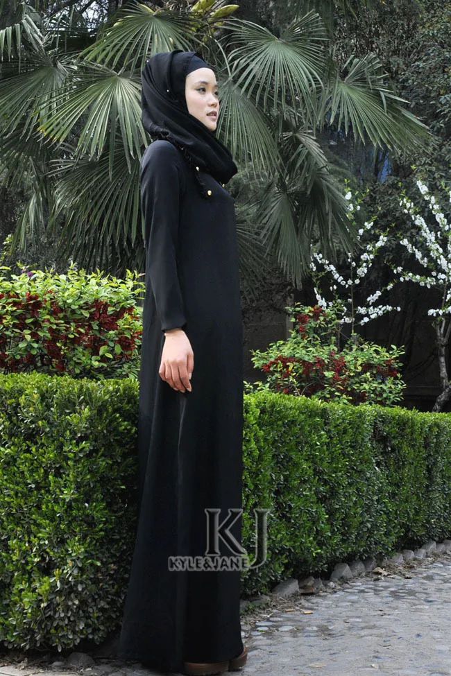 Новое поступление Дубай черный абайя длинное мусульманское платье плюс размер двубортная Исламская одежда Арабский Кафтан платье