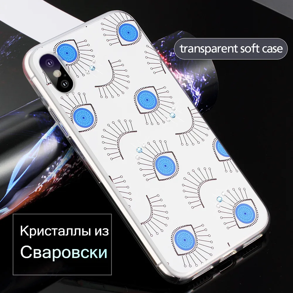 KINGXBAR принципиально для iPhone х чехол кристаллами Swarovski Прозрачный X случаях
