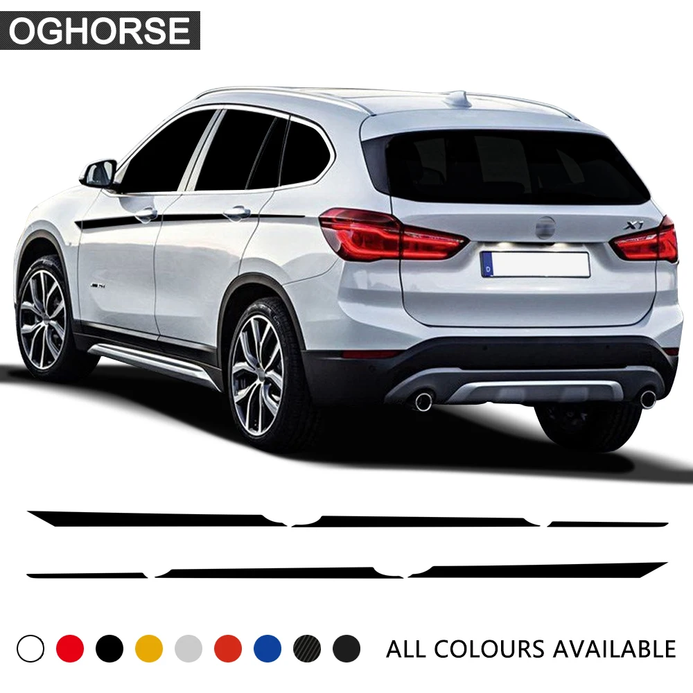 2pcs M Performance Door Side Accent Stripes Stickers Waist Line Vinyl Decal Body Graphics Decoration for BMW X1 f48 Accessories