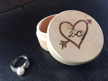 

personalized intials heart keepsake Wooden Wedding proposal Couples Ring bearer Boxes engagement party favors Gift for Couples