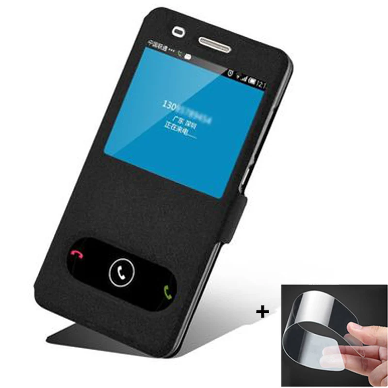 

For Huawei G Play Mini case shell open window leather case for Honor 4C 4 C CHM-U01 CHM-CL00 Flip case GPlay mini back cover