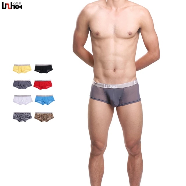 Sexy Men Underwear Transparent Boxer Shorts Man Leopard Underpants Cuecas  Mesh Mid-waist U Convex Pouch Panties M-XL - AliExpress