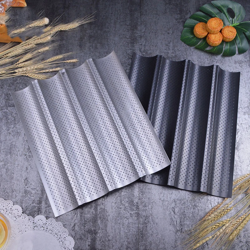 

1Pcs Carbon Steel 4 Groove Wave French Bread Baking Tray For Baguette Bake Mold Pan Creative Kitchen Baking Tools