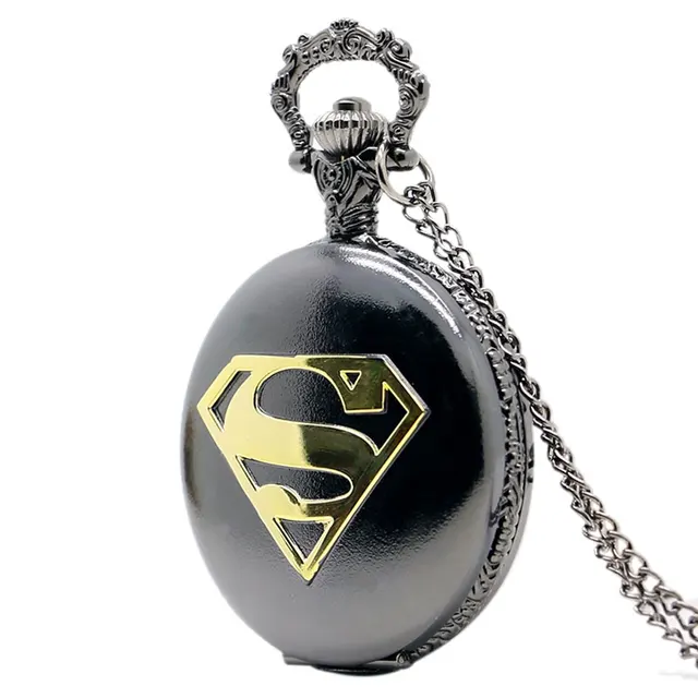 2016 New Arrival Cool Superman Black Case With Blue Dial Pendant Pocket Watch Hi 2016 New Arrival Cool Superman Black Case With Blue Dial Pendant Pocket Watch Hi