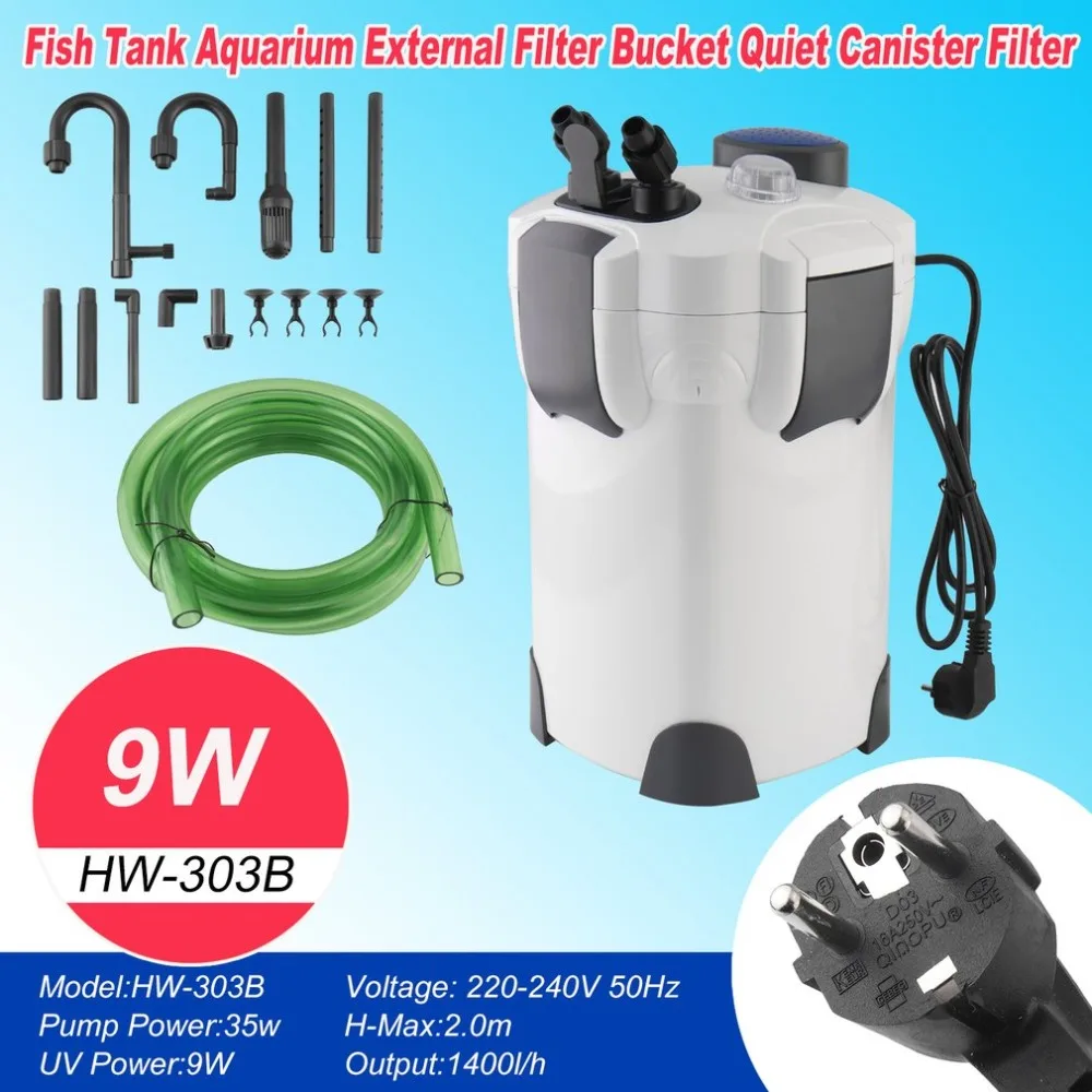 

2018 NEW 9W Fish Tank Aquarium External Filter Bucket Quiet Cylinder Filter External Canister Filter HW-303B EU Plug 220-240V