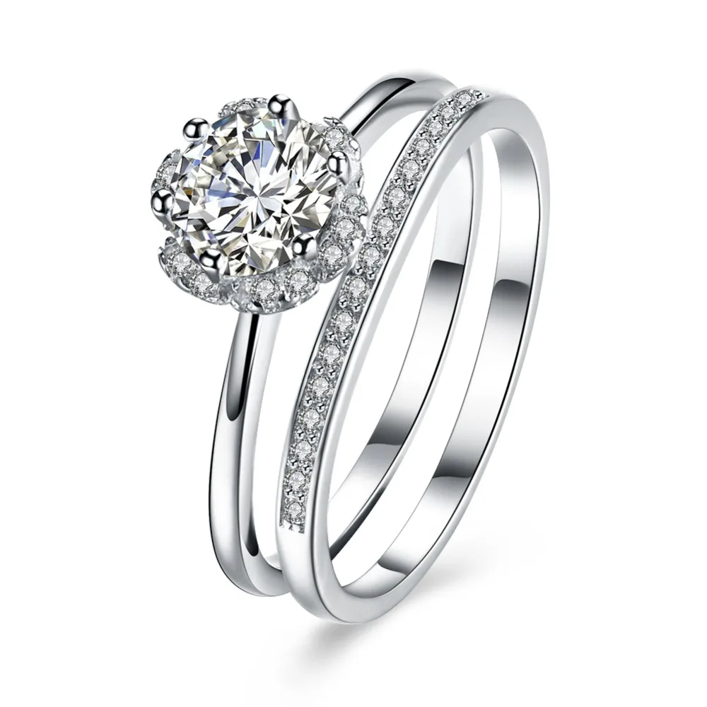 

Fashion Women Double Rings 925 Sterling Silver Cloud White Crystal Rings Casual for Lady Girl Party Silver CZ Rings Jewelry Gift