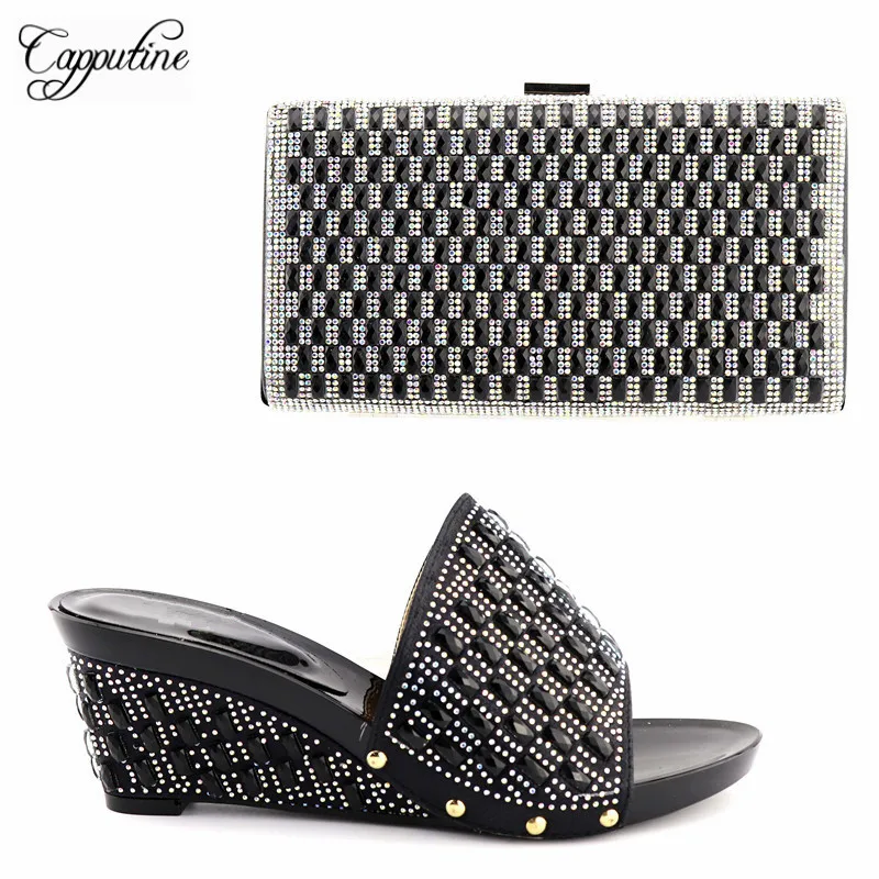 Bolso Italiano Y 2017 plata Juego Plata Para Zapatos Fiesta Zapato Capputine A Mujer azul oro Nigeriano Boda Rhinestone La Cielo Color Con Negro wIFqxf0B