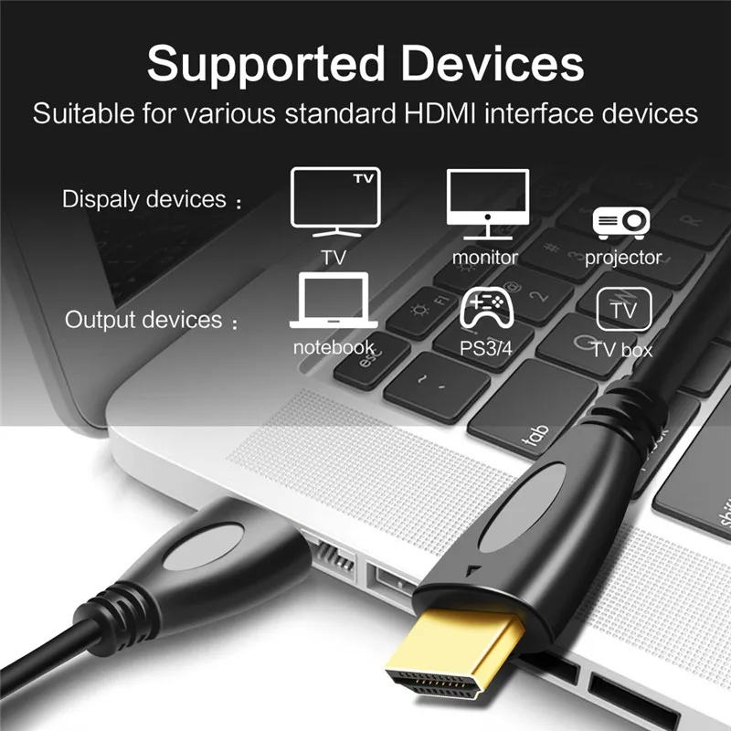 24K позолоченный HDMI Мужской к HDMI Мужской кабель 1080P HD ТВ конвертер Код для PS3 проектор HD lcd Apple tv компьютер ноутбук