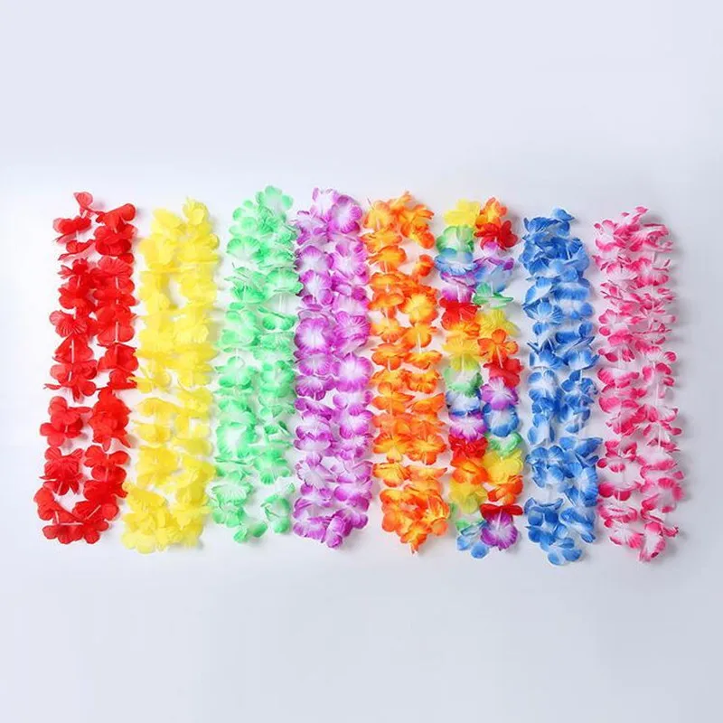 

Hawaiian Leis Flower Garland Necklace Hawaii Floral Wreath Women Girl Holiday Party Favor Christmas Halloween Navidad