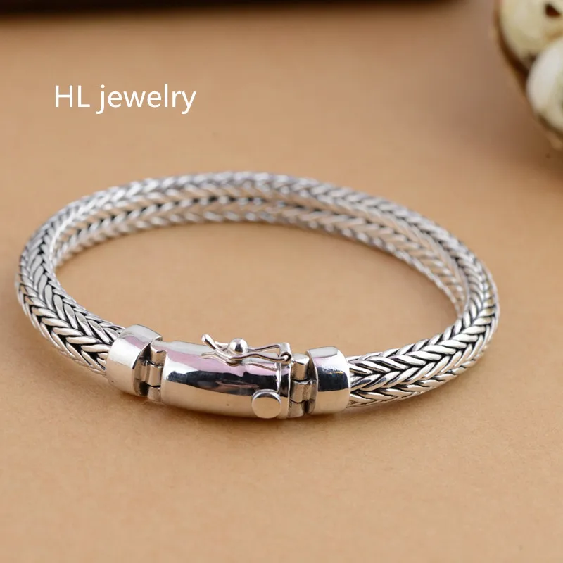 

58.5g 925 Sterling Thai Silver fashion Jewelry Bracelets for Women Men Vintage S925 Solid Thai Silver Chain Bracelets