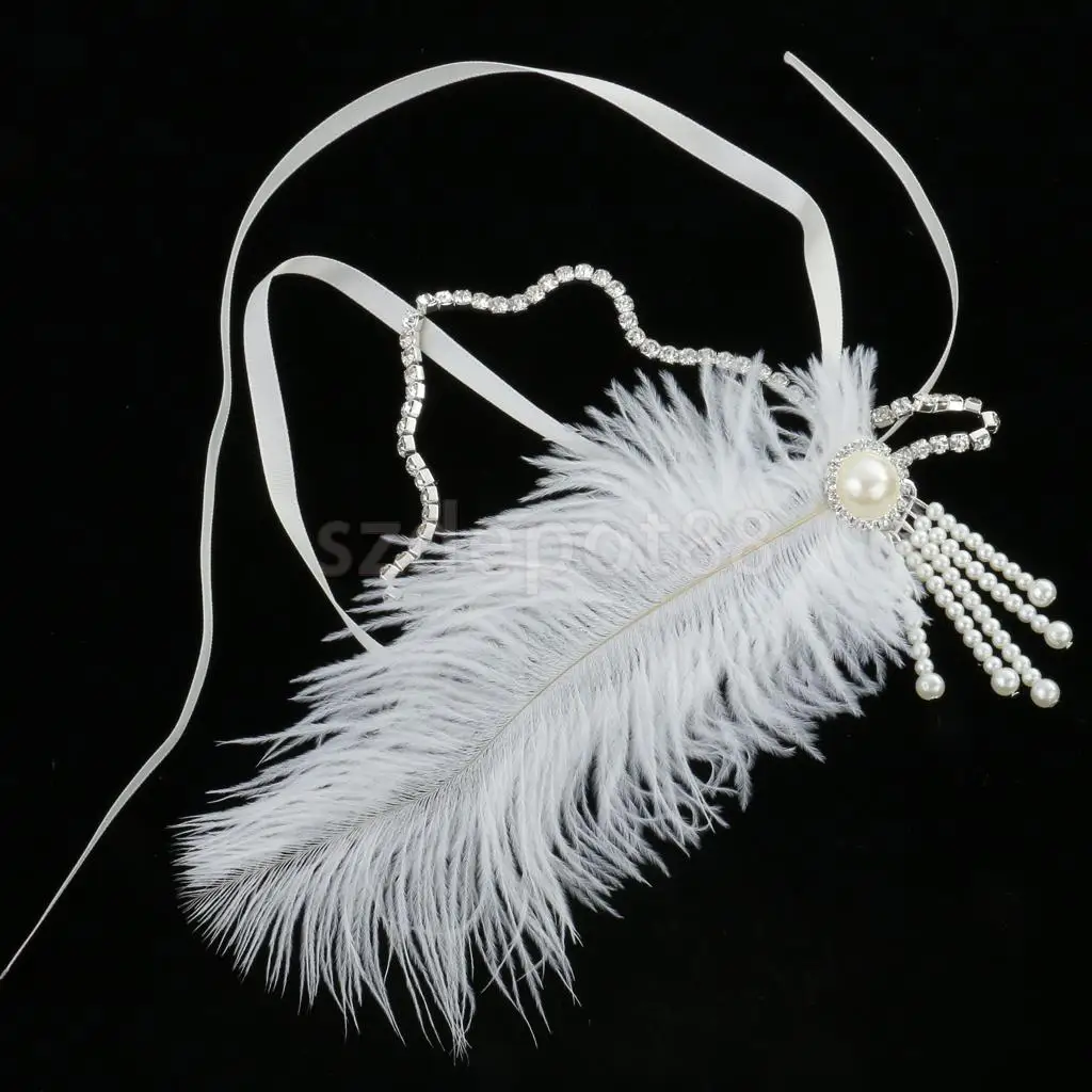 Невесты Гэтсби Свадебная вечеринка Хлопушка перо жемчуг стразы оголовье костюм